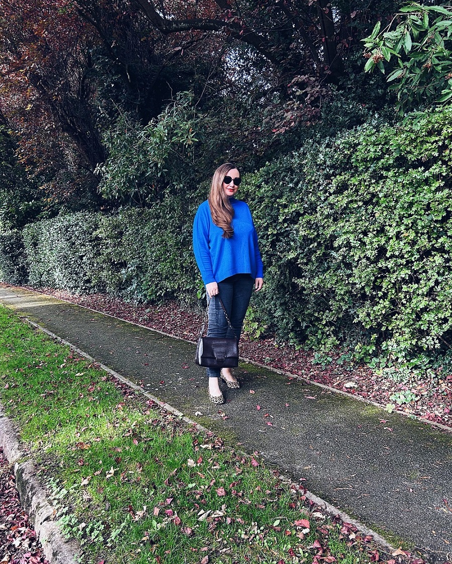 Bright Blue Roll Neck Jumper Outfit