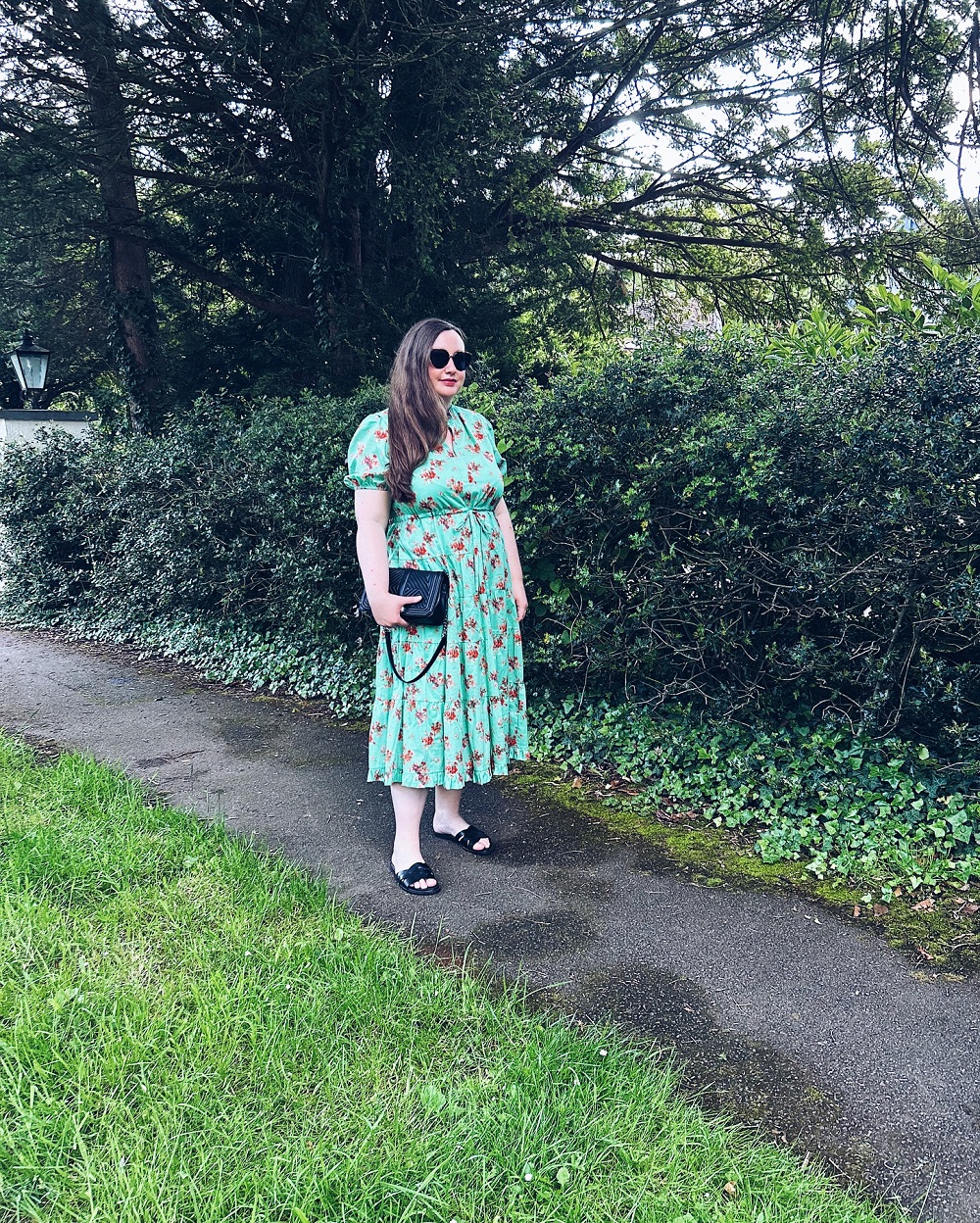 Beautiful Green Floral Bouquet Summer Dress