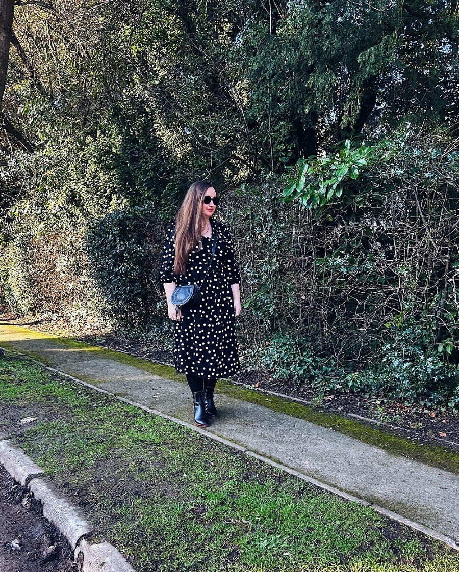 Wearing A Polka Dot Dress in Winter