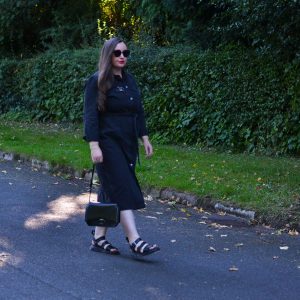 Black Denim Midi Dress Outfit